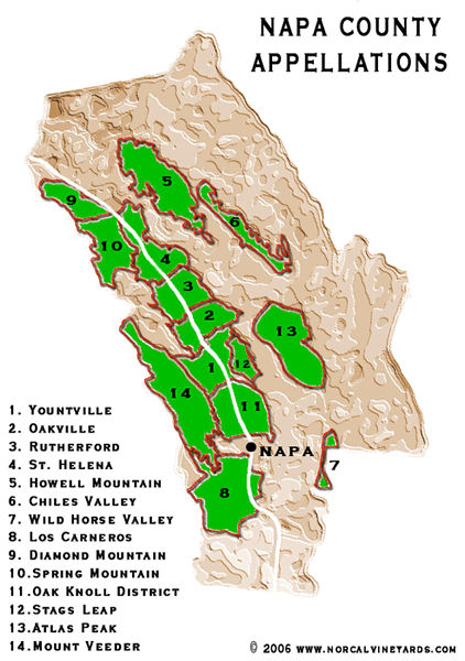 Napa County Appellations Map